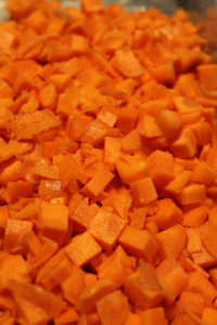 Carrots cubed ready to throw into dinner, breakfasts, smoothies etc