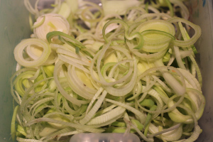 Leeks sliced ready for cooking