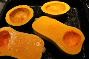 More pumpkins roasting, ready to be pureed and frozen